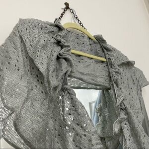 90 inch length Silver grey gray knit scarf ruffle shall wrap